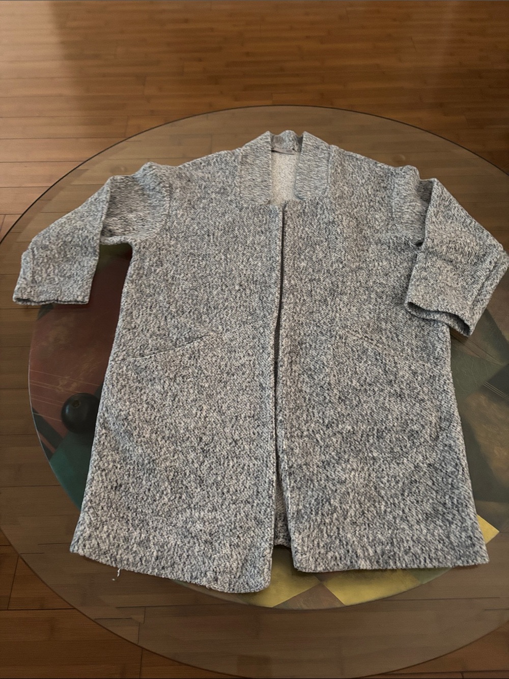 ZARA Heathered Gray Open-Front Knit Cardigan